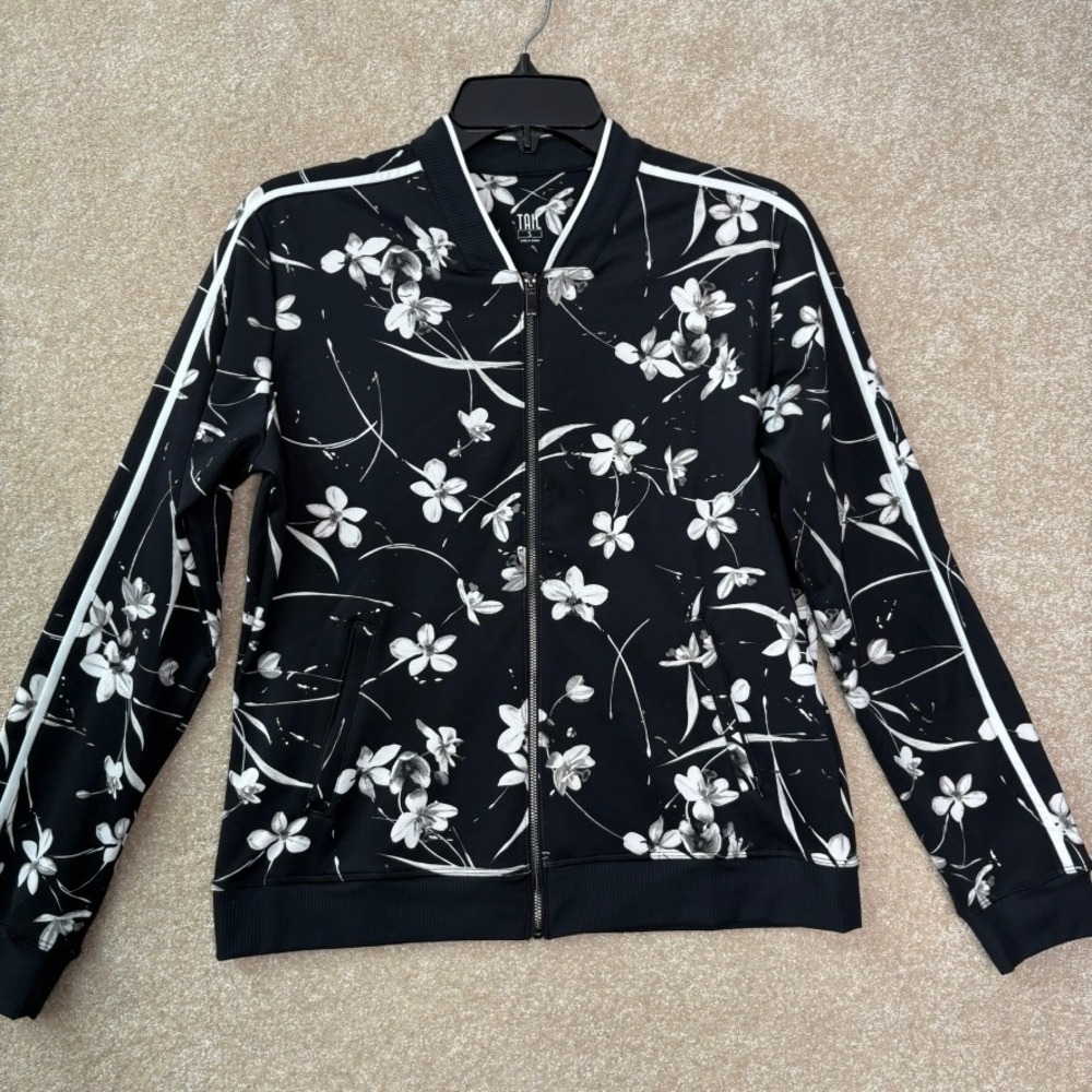 TAIL Activewear Jacket Women's Small Black Floral Zip Up Golf Tennis‎ Athletic